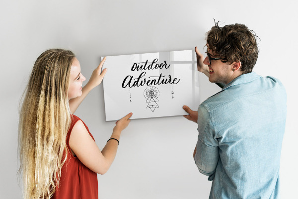 Memobord van glas met print inclusief neodymium magneten Buitenavonturen