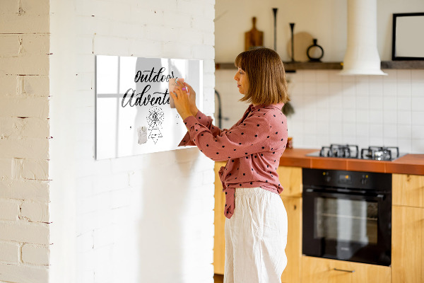 Memobord van glas met print inclusief neodymium magneten Buitenavonturen