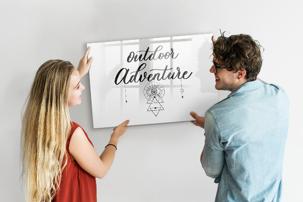 Memobord van glas met print inclusief neodymium magneten Buitenavonturen