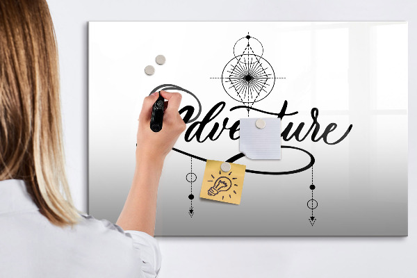 Decoratief glazen wandbord beschrijfbaar en magnetisch Modern prikbord voor foto's en notities
