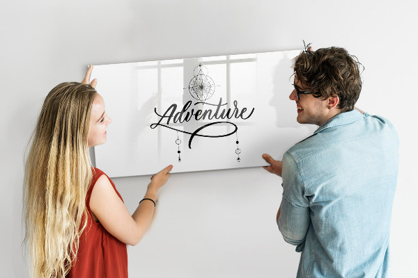 Decoratief glazen wandbord beschrijfbaar en magnetisch Modern prikbord voor foto's en notities