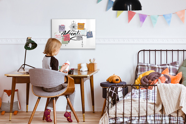 Decoratief glazen wandbord beschrijfbaar en magnetisch Modern prikbord voor foto's en notities