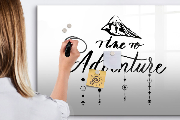 Decoratief glazen wandbord beschrijfbaar en magnetisch Creatief fotopresentatiebord