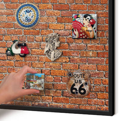 Wandbord voor magneten in een zwarte lijst Baksteenmotief