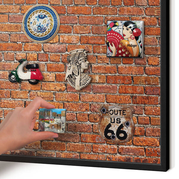 Wandbord voor magneten in een zwarte lijst Baksteenmotief