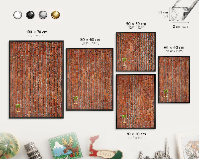 Wandbord voor magneten in een zwarte lijst Baksteenmotief