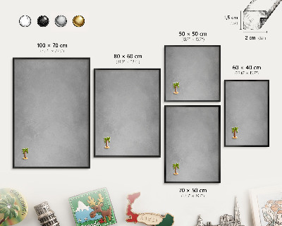 Wandbord voor magneten in een zwarte lijst Zilveren mist