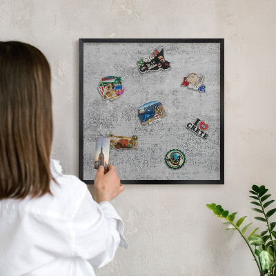 Wandbord voor magneten in een zwarte lijst Grijs oppervlak
