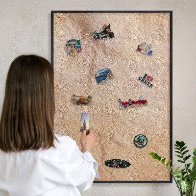 Wandbord voor magneten in een zwarte lijst Steenstructuur