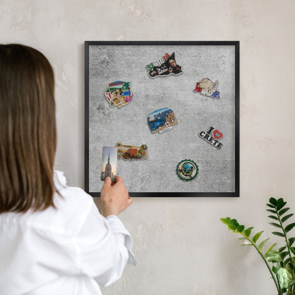 Wandbord voor magneten in een zwarte lijst Concrete minimalisme