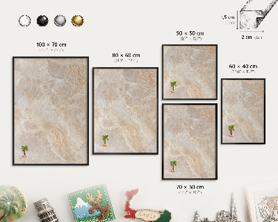 Wandbord voor magneten in een zwarte lijst Crème marmer