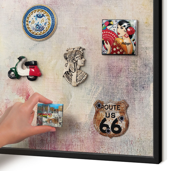 Metalen bord voor magneten met zwarte lijst Pastel abstractie