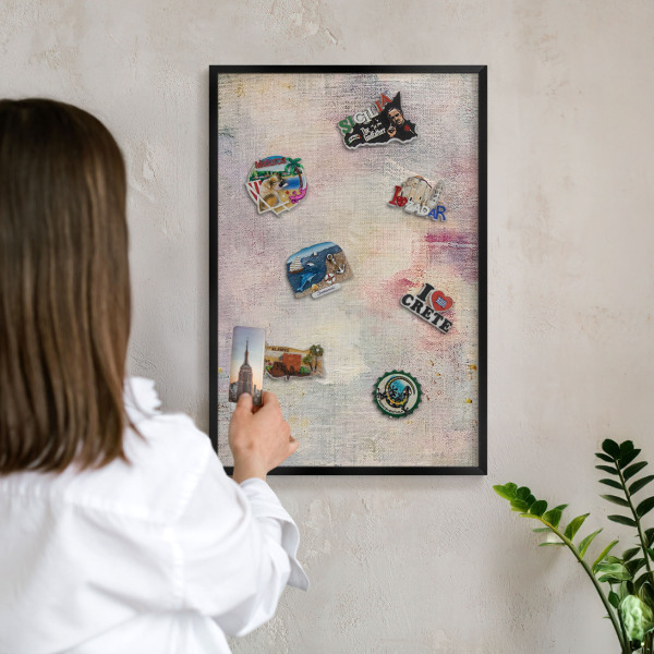 Metalen bord voor magneten met zwarte lijst Pastel abstractie