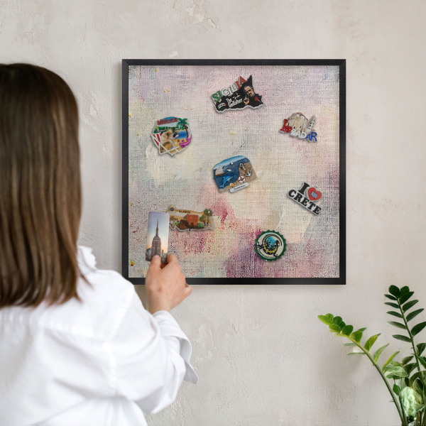 Metalen bord voor magneten met zwarte lijst Pastel abstractie