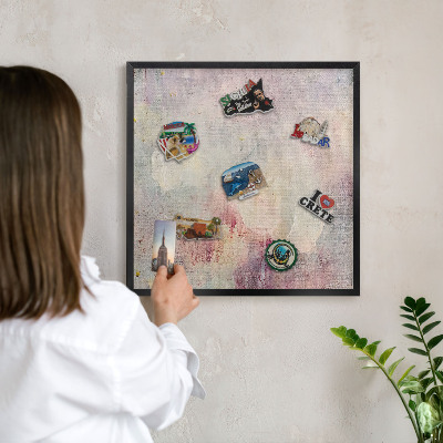 Metalen bord voor magneten met zwarte lijst Pastel abstractie