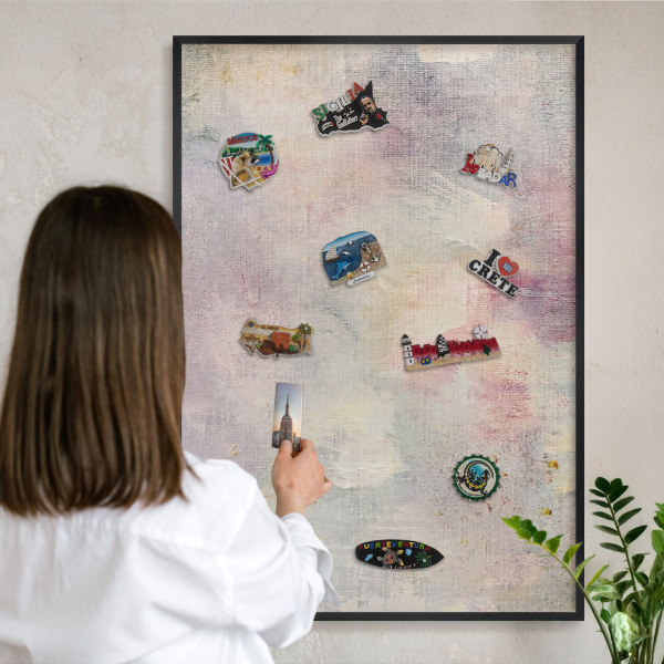 Metalen bord voor magneten met zwarte lijst Pastel abstractie