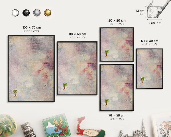 Metalen bord voor magneten met zwarte lijst Pastel abstractie