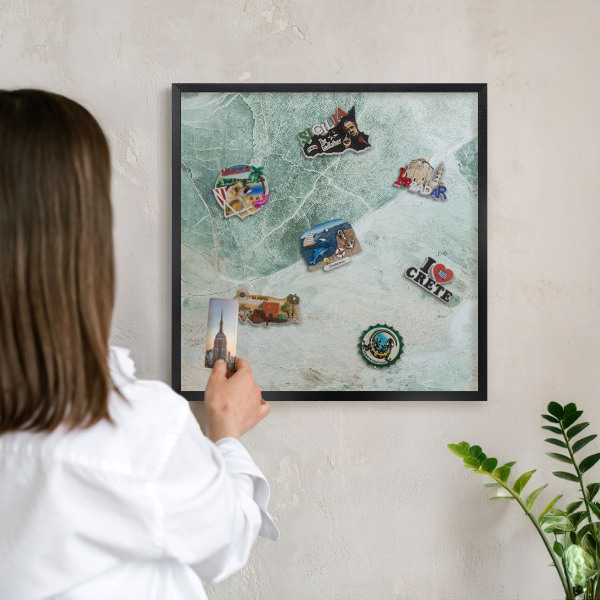Wandbord voor magneten in een zwarte lijst Groene texturen