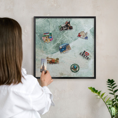Wandbord voor magneten in een zwarte lijst Groene texturen