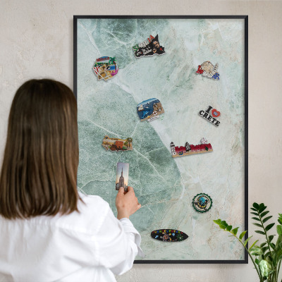 Wandbord voor magneten in een zwarte lijst Groene texturen