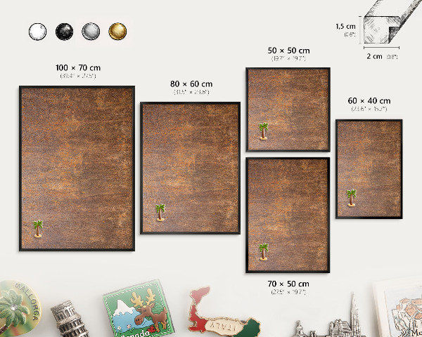 Wandbord voor magneten in een zwarte lijst Roestige elegantie
