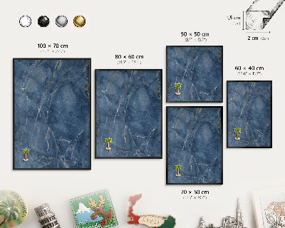 Wandbord voor magneten in een zwarte lijst Marmeren elegantie