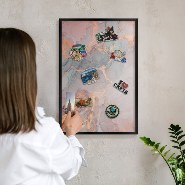 Metalen bord voor magneten met zwarte lijst Kleurrijke abstractie