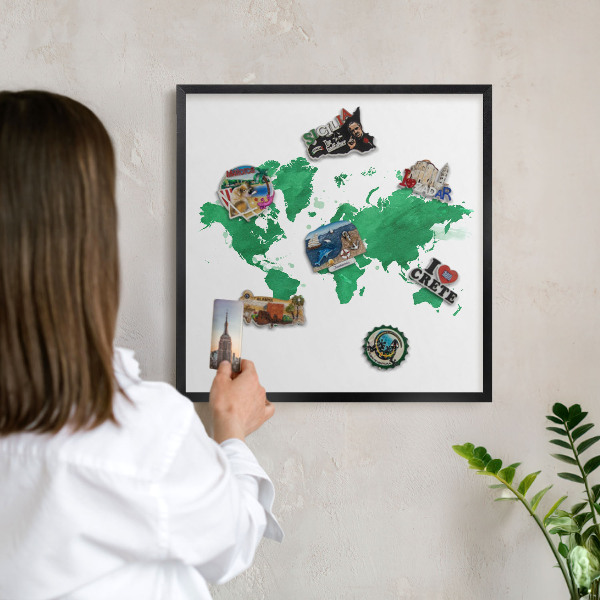 Wandbord voor magneten in een zwarte lijst Groene kaart