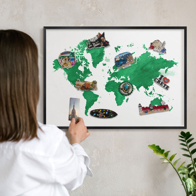 Wandbord voor magneten in een zwarte lijst Groene kaart