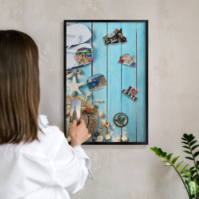 Wandbord voor magneten in een zwarte lijst Vakantiesfeer