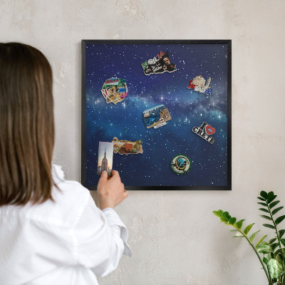 Wandbord voor magneten in een zwarte lijst Sterrenruimte