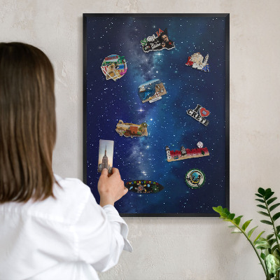 Wandbord voor magneten in een zwarte lijst Sterrenruimte