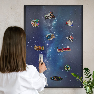Wandbord voor magneten in een zwarte lijst Sterrenruimte