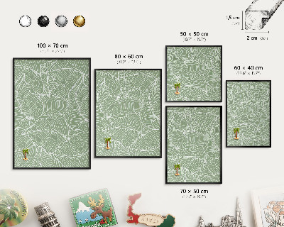 Wandbord voor magneten in een zwarte lijst Tropische bladeren
