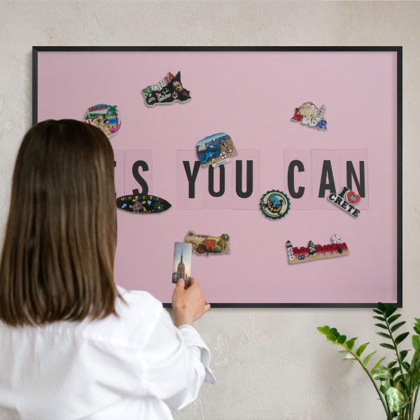 Wandbord voor magneten in een zwarte lijst Motivatie elke dag