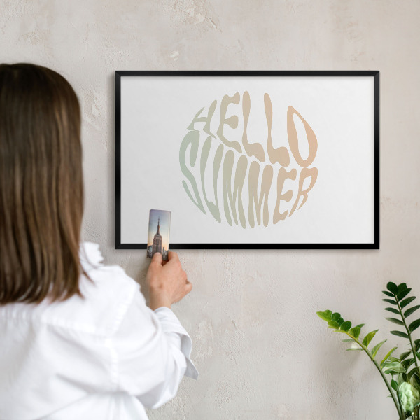 Wandbord voor magneten in een zwarte lijst Hallo zomer