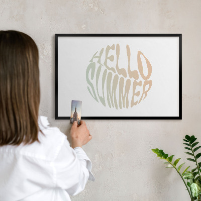 Wandbord voor magneten in een zwarte lijst Hallo zomer