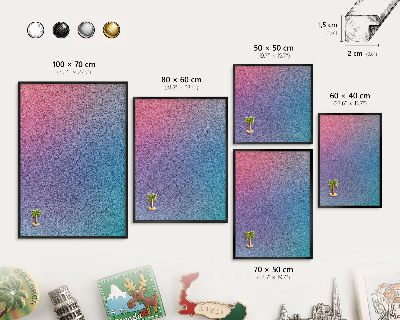 Metalen bord voor magneten met zwarte lijst Kleurrijk verloop