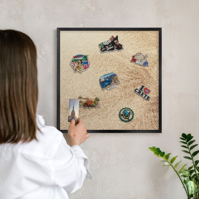 Wandbord voor magneten in een zwarte lijst Zandbladeren
