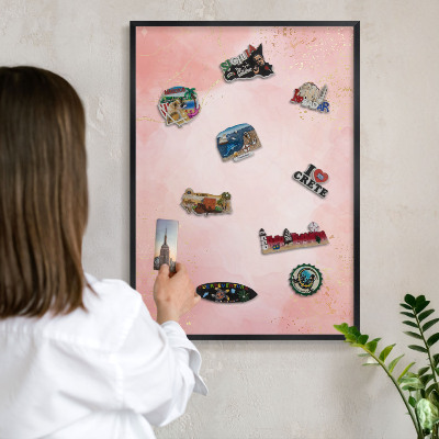 Wandbord voor magneten in een zwarte lijst Subtiele elegantie