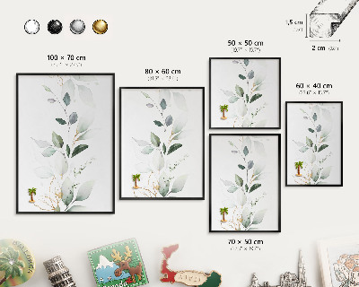 Metalen bord voor magneten met zwarte lijst Botanische elegantie