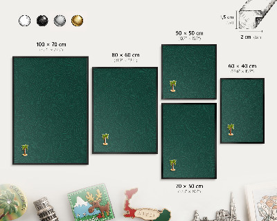 Wandbord voor magneten in een zwarte lijst Groene bladeren