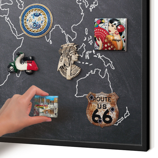 Wandbord voor magneten in een zwarte lijst Krijtwereld