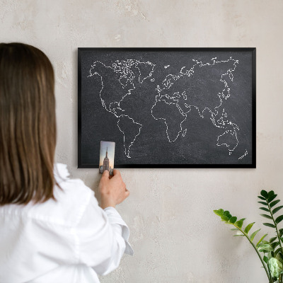 Wandbord voor magneten in een zwarte lijst Krijtwereld