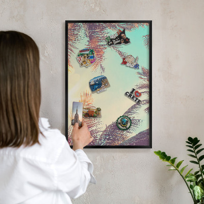 Wandbord voor magneten in een zwarte lijst Tropisch paradijs