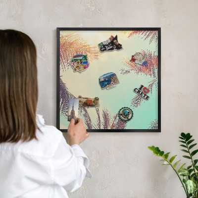 Wandbord voor magneten in een zwarte lijst Tropisch paradijs