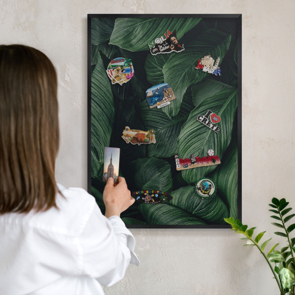 Metalen bord voor magneten met zwarte lijst Het groen van de natuur
