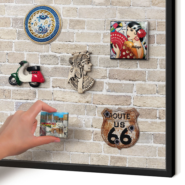 Wandbord voor magneten in een zwarte lijst Baksteenpatroon