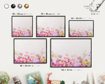 Metalen bord voor magneten met zwarte lijst Pastelkleurige bloemen