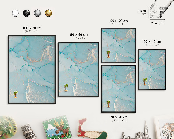 Wandbord voor magneten in een zwarte lijst Turquoise elegantie